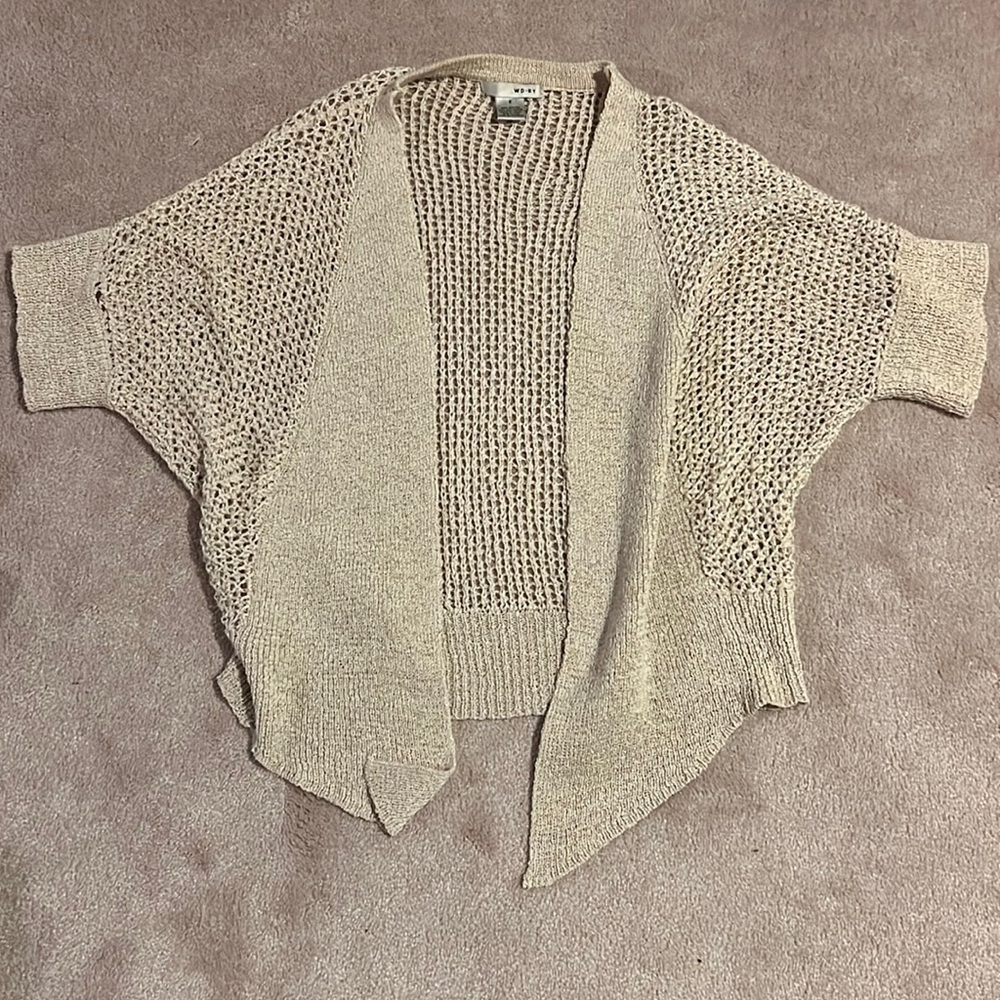 WD.NY Open Knit Off-White Cardigan, Size Small